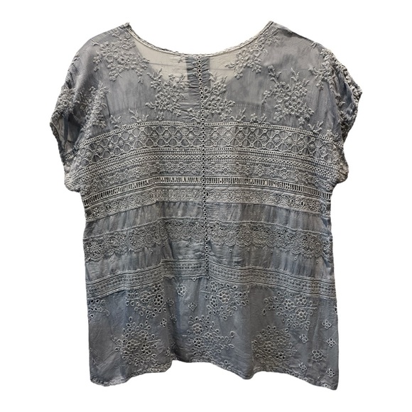 Johnny Was Blue Embroidered Top - Picture 2 of 5